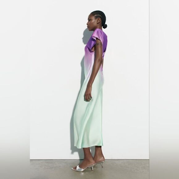 ZARA TIE DYE SATIN DRESS ombre - Picture 15 of 15